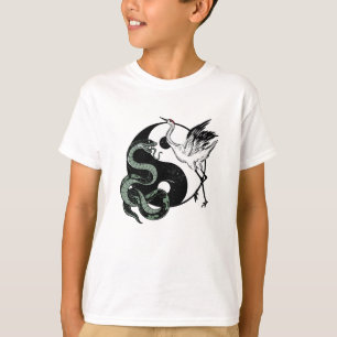 Yin yang Snake and Crane Symbol T Shirt