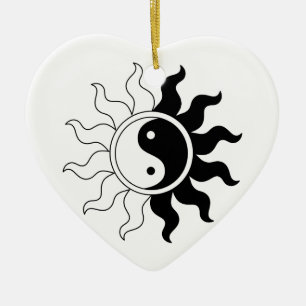 Yin yang sol julgransprydnad keramik