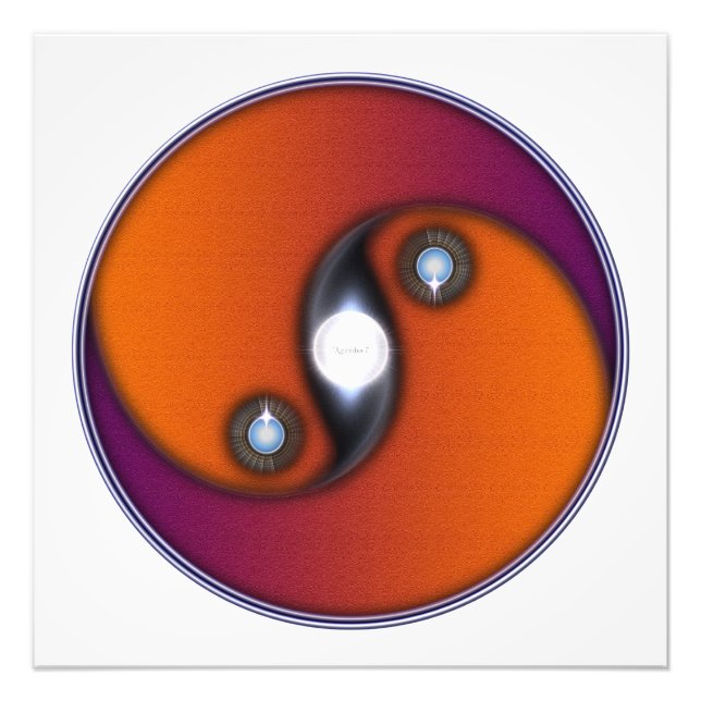 Yin Yang Sol Orange Violet Fototryck (Framsidan)