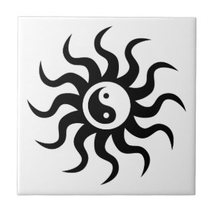 Yin-Yang Sol-Svart/vit Kakelplatta