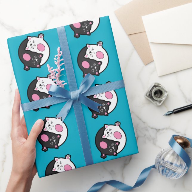 Yin Yang Sovande Katter I Svart Och Vitt  Presentpapper (Gifting)