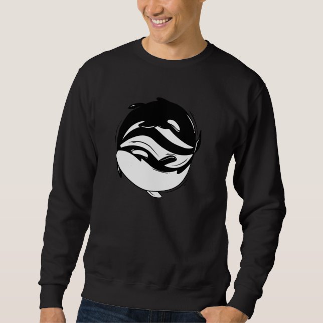 Yin Yang Späckhuggare Orca Pul Tröja Lång Ärmad Tröja (Framsida)