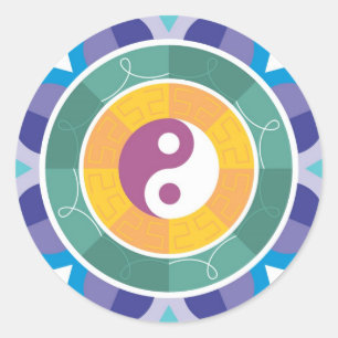 Yin yang spirituality öster mandala good luck char runt klistermärke