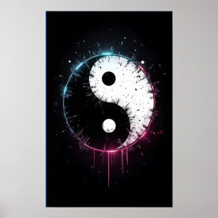 Yin Yang Splash Art Affisch Tryck - Zen Dekor