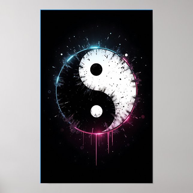 Yin Yang Splash Art Poster Print - Zen Decor (Framsidan)