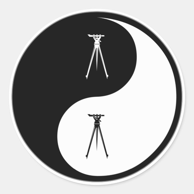 Yin Yang Surveying Runt Klistermärke (Framsida)