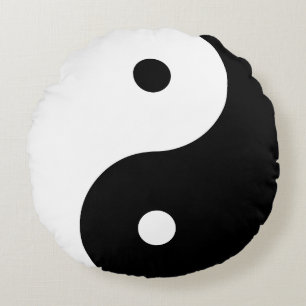Yin Yang - svart Rund Kudde