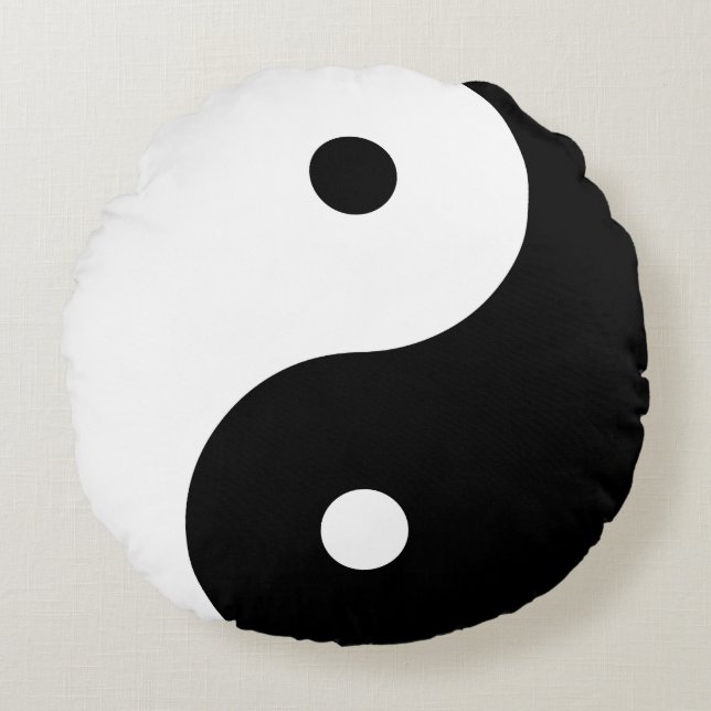 Yin Yang - svart Rund Kudde (Framsidan)