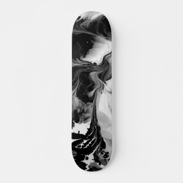 YIN & YANG (svart & vit abstrakt konst) ~. Old School Skateboard Bräda 18 Cm (Framsida)