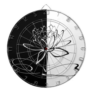 Yin Yang Svart Vit Lotusblomma Darttavla