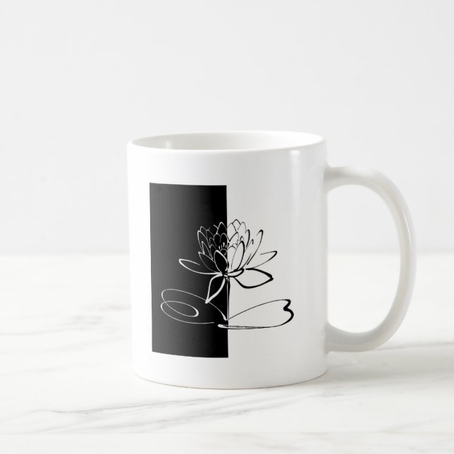 Yin Yang Svart Vit Lotusblomma Kaffemugg (Höger)