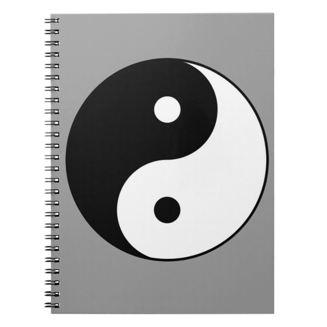 Yin Yang svart, vit symbol Anteckningsbok Med Spiral (Framsidan)