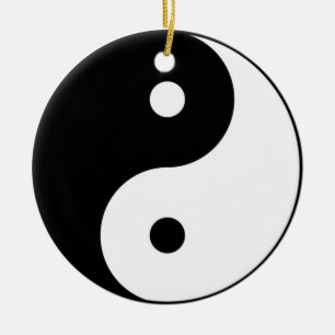Yin Yang svart, vit symbol Julgransprydnad Keramik