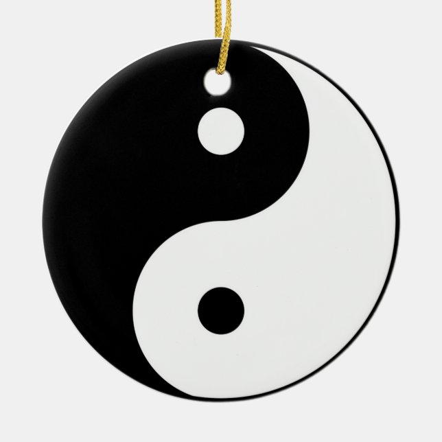 Yin Yang svart, vit symbol Julgransprydnad Keramik (Framsidan)
