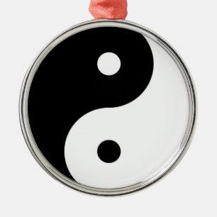 Yin Yang svart, vit symbol Julgransprydnad Metall