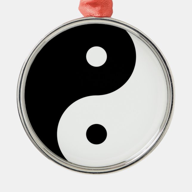 Yin Yang svart, vit symbol Julgransprydnad Metall (Framsidan)