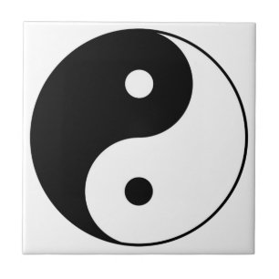 Yin Yang svart, vit symbol Kakelplatta
