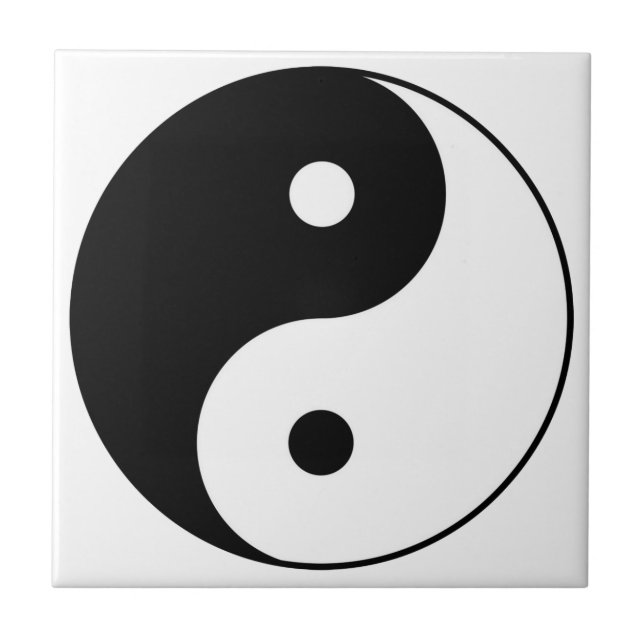 Yin Yang svart, vit symbol Kakelplatta (Framsidan)