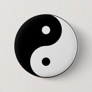 Yin Yang svart, vit symbol Knapp