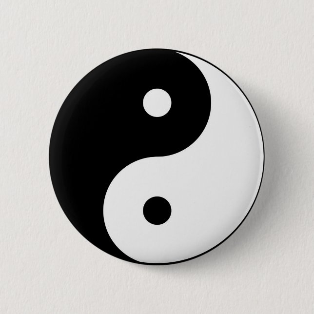 Yin Yang svart, vit symbol Knapp (Framsida)