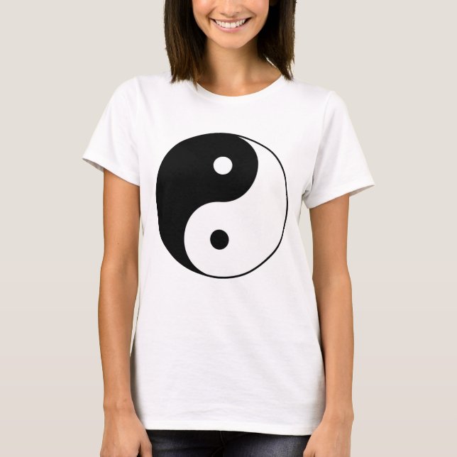 Yin Yang svart, vit symbol Tee Shirt (Framsida)