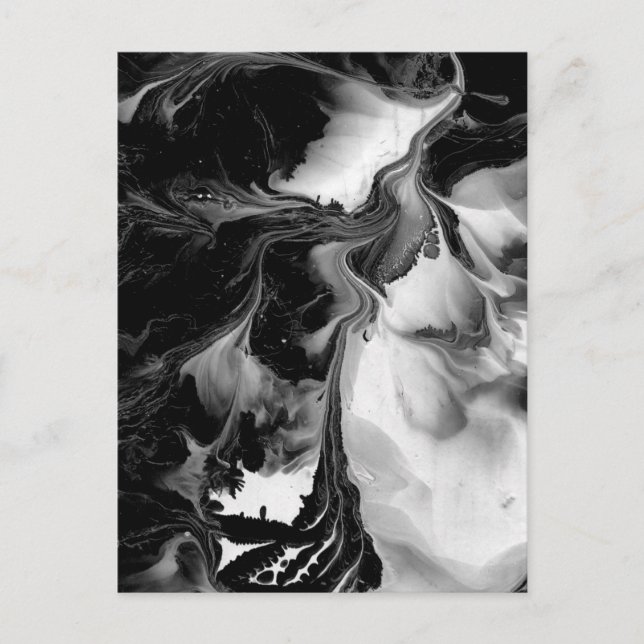 YIN & YANG (svartvit abstrakt) ~. Vykort (Framsida)