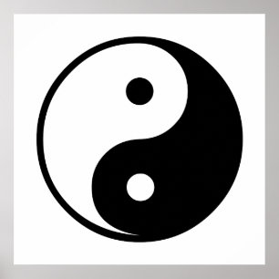 Yin Yang svartvit illustrationmall Poster