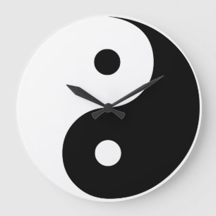 Yin Yang svartvit illustrationmall Stor Klocka