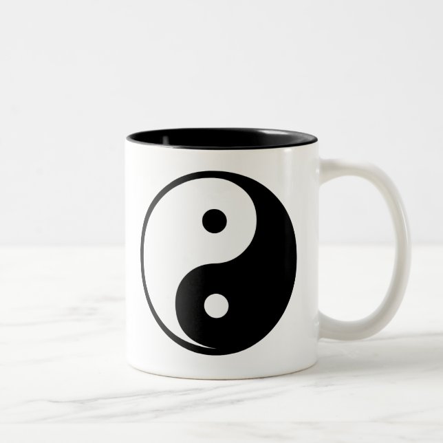 Yin Yang svartvit illustrationmall Två-Tonad Mugg (Höger)