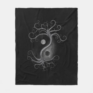 Yin Yang Swirl Träd Fleecefilt