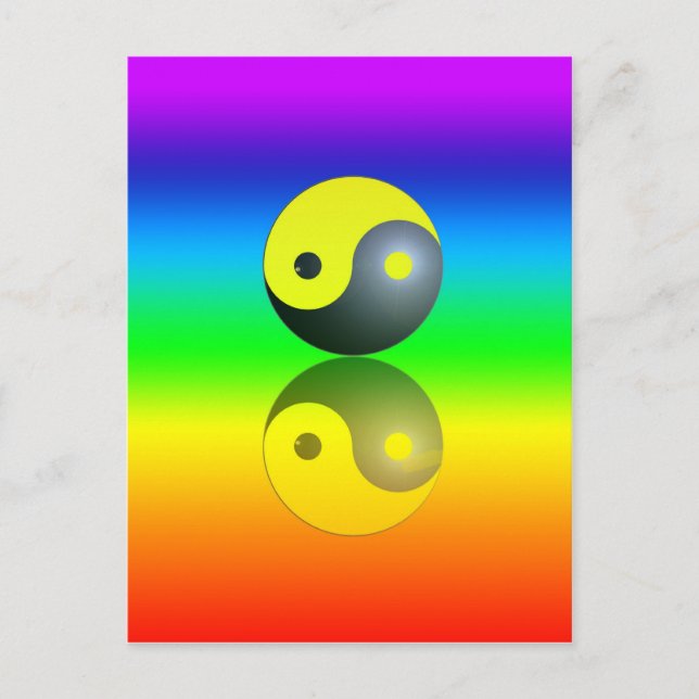 Yin & Yang Symbol auf Chakra Farben Motiv 1 Vykort (Framsida)
