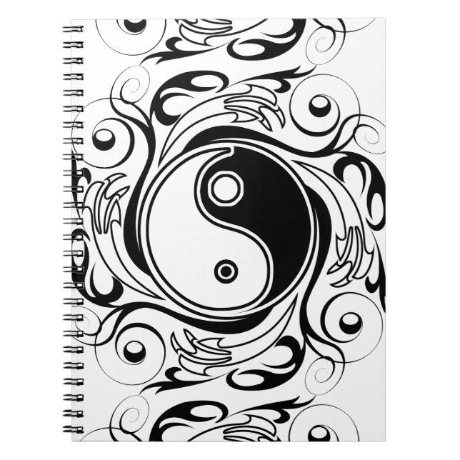 Yin & Yang Symbol Black and White Tatto Stil Anteckningsbok (Framsidan)
