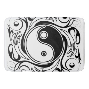 Yin & Yang Symbol Black and White Tatto Stil Badrumsmatta