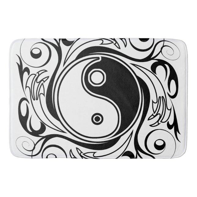 Yin & Yang Symbol Black and White Tatto Stil Badrumsmatta (Framsidan)