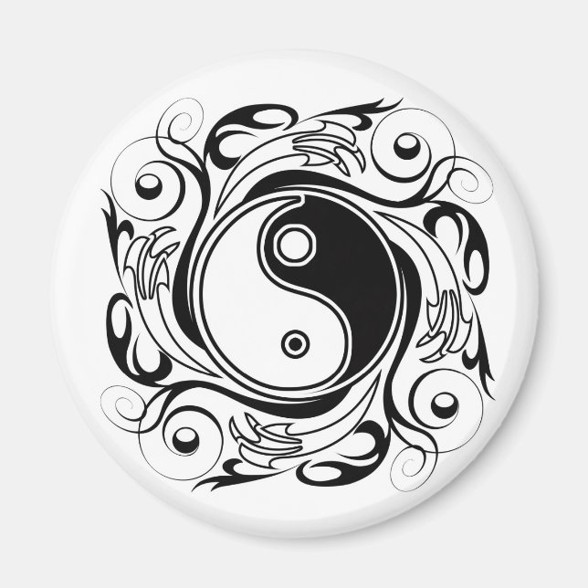 Yin & Yang Symbol Black and White Tatto Stil Magnet (Framsidan)