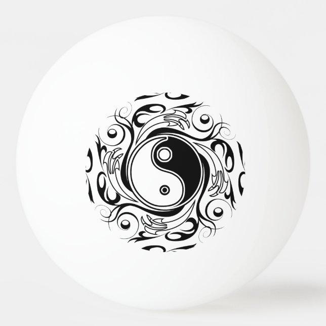 Yin & Yang Symbol Black and White Tatto Stil Pingisboll (Framsidan)