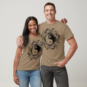 Yin & Yang Symbol Black and White Tatto Stil T Shirt