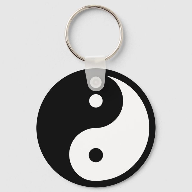 Yin Yang Symbol Black White Keychain Nyckelring (Framsida)