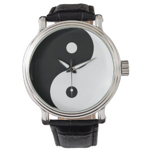 Yin Yang Symbol Black White Shapes in Harmony Armbandsur