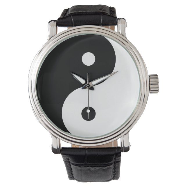 Yin Yang Symbol Black White Shapes in Harmony Armbandsur (Framsida)