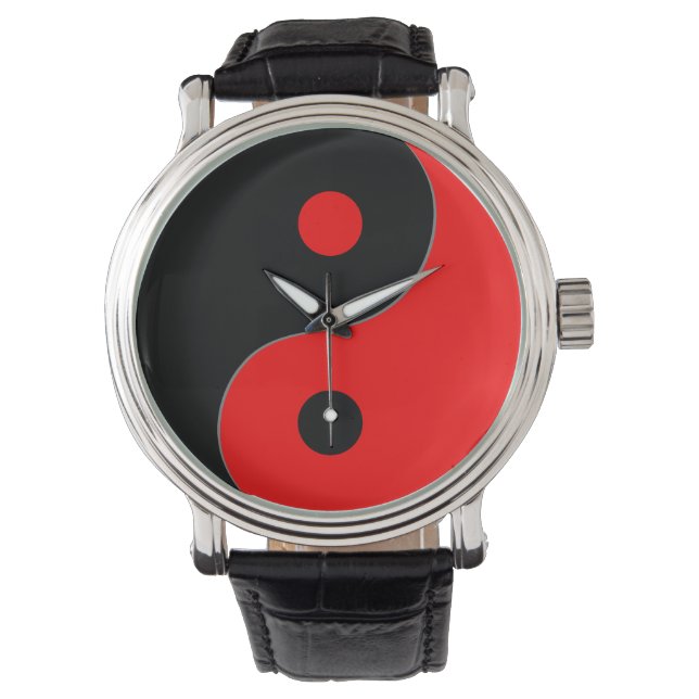 Yin Yang Symbol in Red & Black Armbandsur (Framsida)