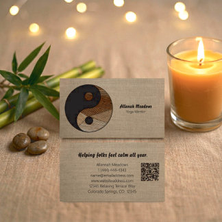 Yin-Yang-symbol Lugnande QR-kod Meditativ Visitkort