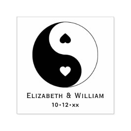 Yin Yang-symbol med hjärtans kärleksparet bröllop Självfärgande Stämpel