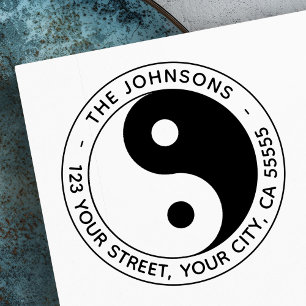 Yin yang symbol modern returadress självfärgande stämpel