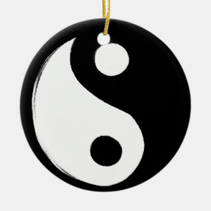 Yin Yang Symbol Mörk och Light Julgransprydnad Keramik