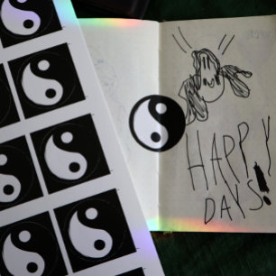 Yin Yang Symbol Mörk och Light Runt Klistermärke