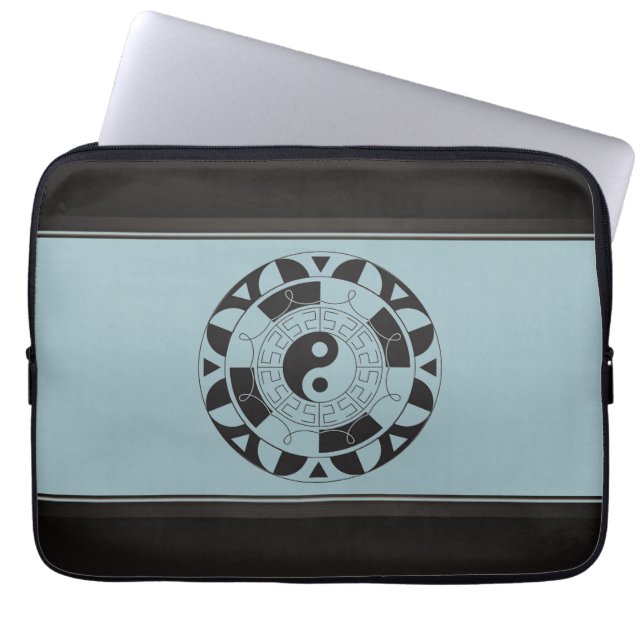 Yin Yang-symbol på blå Laptop Fodral (Framsidan)