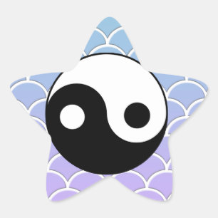 Yin Yang Symbol på Wave Background Stjärnformat Klistermärke