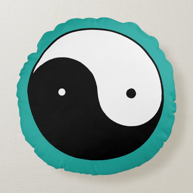 Yin Yang symbol Rund Kudde (Framsidan)