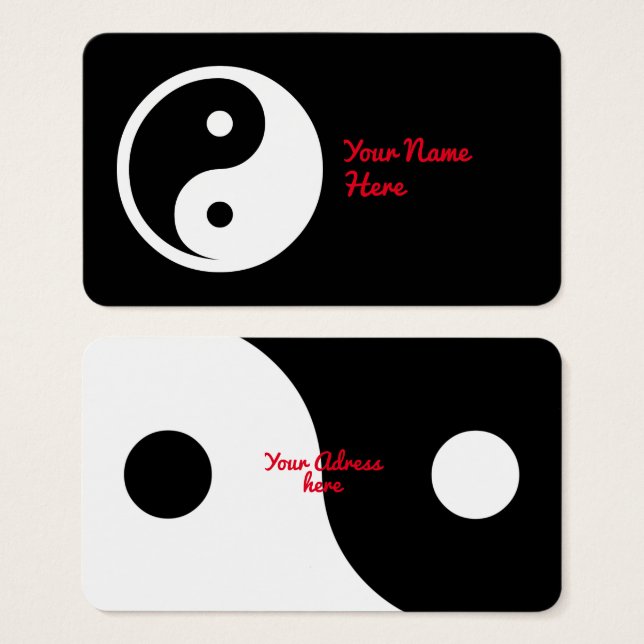 Yin Yang Symbol - solid tattodesign 2 Visitkort (Framsida & baksida)